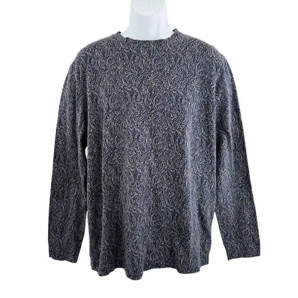 Hart Schaffner Marx Shirt Loungewear Men's Large Long Sleeve Blue Paisley